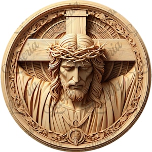 3D Illusion Design - Jesus Christ with Crown of Thorns | CO2 Laser | Diode Laser | Glowforge