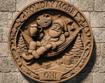 3D STL Design Holiday Mode Santa Relief for CNC Routers and 3D Printing | Christmas stl