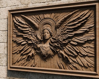 Framed Angel 3D STL Design for CNC & 3D Printing | Angel Wings Relief | Wood Carving Art