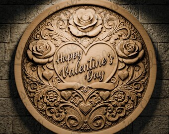 3D STL Design Happy Valentine's Day Relief for CNC Routers and 3D Printing