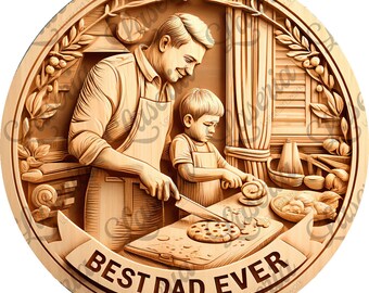 El mejor papá de todos los tiempos cocinando juntos Diseño de grabado 3D - Archivo digital para grabado láser, arte de regalo del Día del Padre