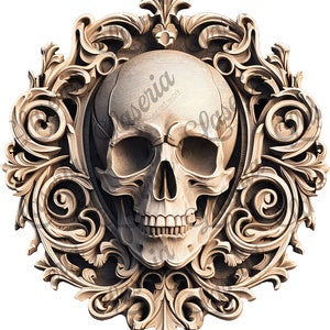 Elegant Gothic Skull 3D Engraving Design for CO2 Laser Machines