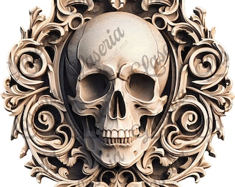 Elegant 3D-gravureontwerp met gotische schedel voor CO2-lasermachines
