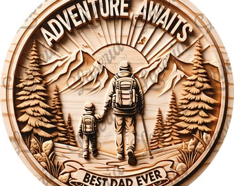 Father's Day Hiking Scene Laser Engraving Design (Digital File)