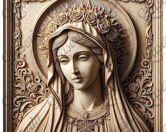 3d illusion Virgin Mary design for Co2 laser ,Diode and Glowforge machines
