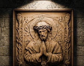 Jesus beten Relief 3D STL Design für CNC & 3D Druck