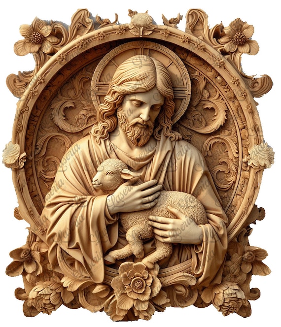 A 3D Illusion Jesus & Lamb Engraving Digital File, cnc-Like SVG/PNG for Spiritual DIY Decor