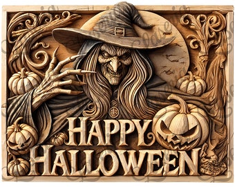 3D Illusion Design - Happy Halloween Witch | CO2 Laser | Diode Laser | Glowforge
