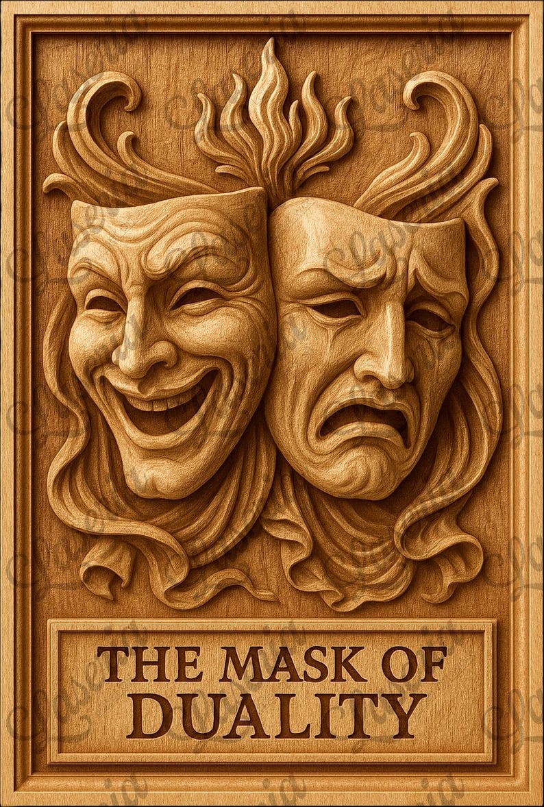 Comedy Tragedy Mask 3D Illusion Design: Laser Cut File (digital ...