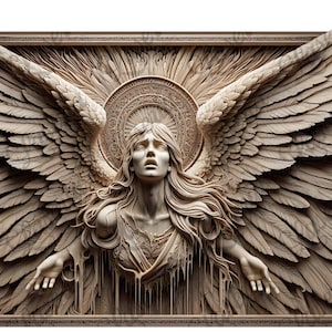 Celestial Angel Wings - Laser Engraving Design, 3D Illusion File, Spiritual Artwork