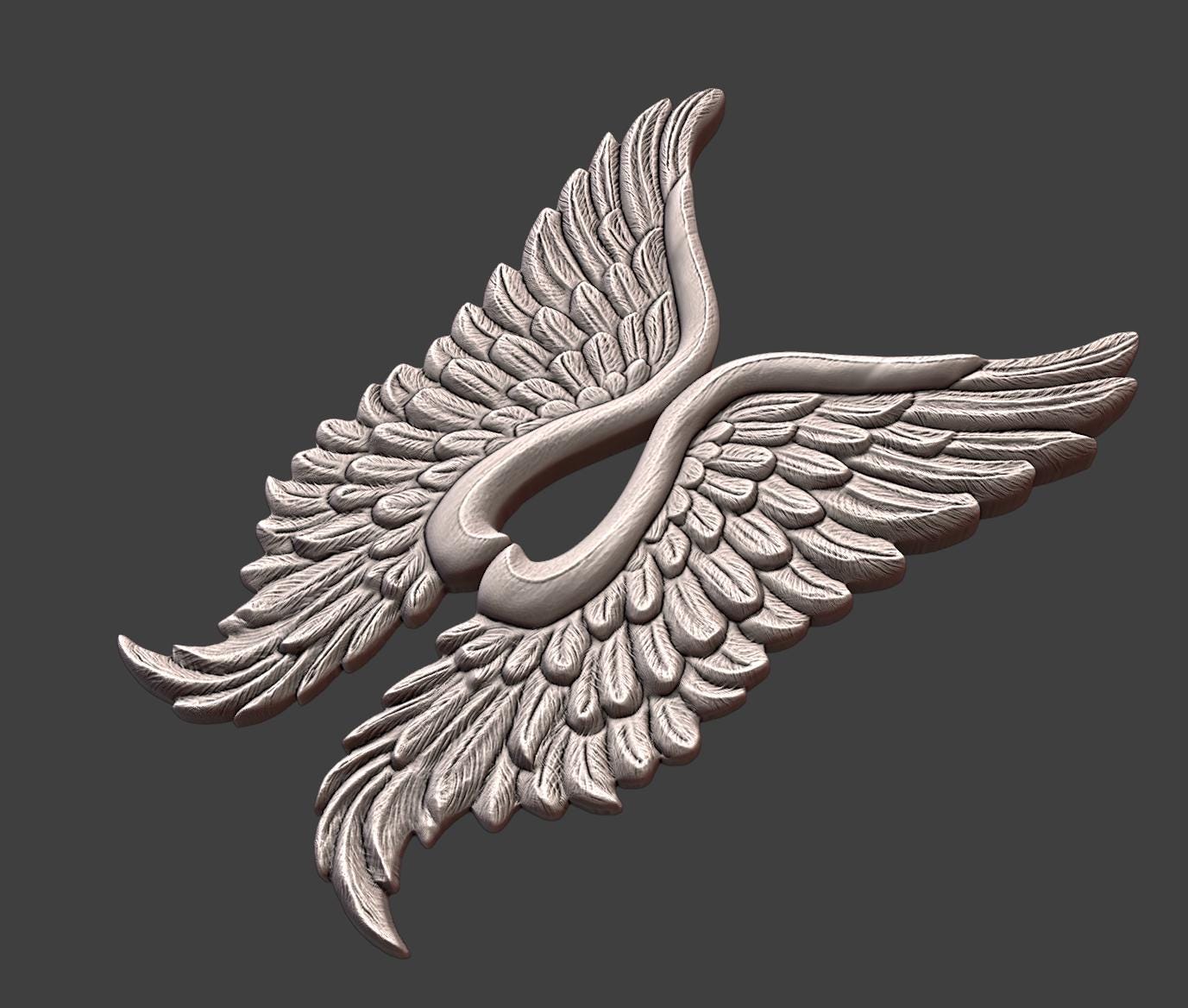 3D STL Design | Angel Wings Bas-relief | CNC Routers | 3D Printing - Etsy