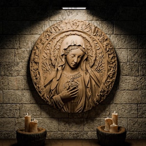 3D STL Design Virgin Mary Relief for CNC Routers and 3D Printing | Mary Stl