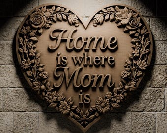 Mother's Day Heart Plaque 3D STL: Floral Home Decor (Digital File)