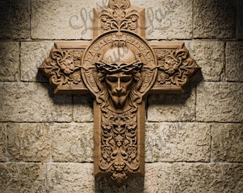 3D STL Design Jesus on Cross Relief for CNC Routers and 3D Printing