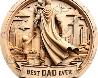 Mejor diseño de grabado en 3D de papá: archivo digital para grabado láser, arte de regalo del Día del Padre