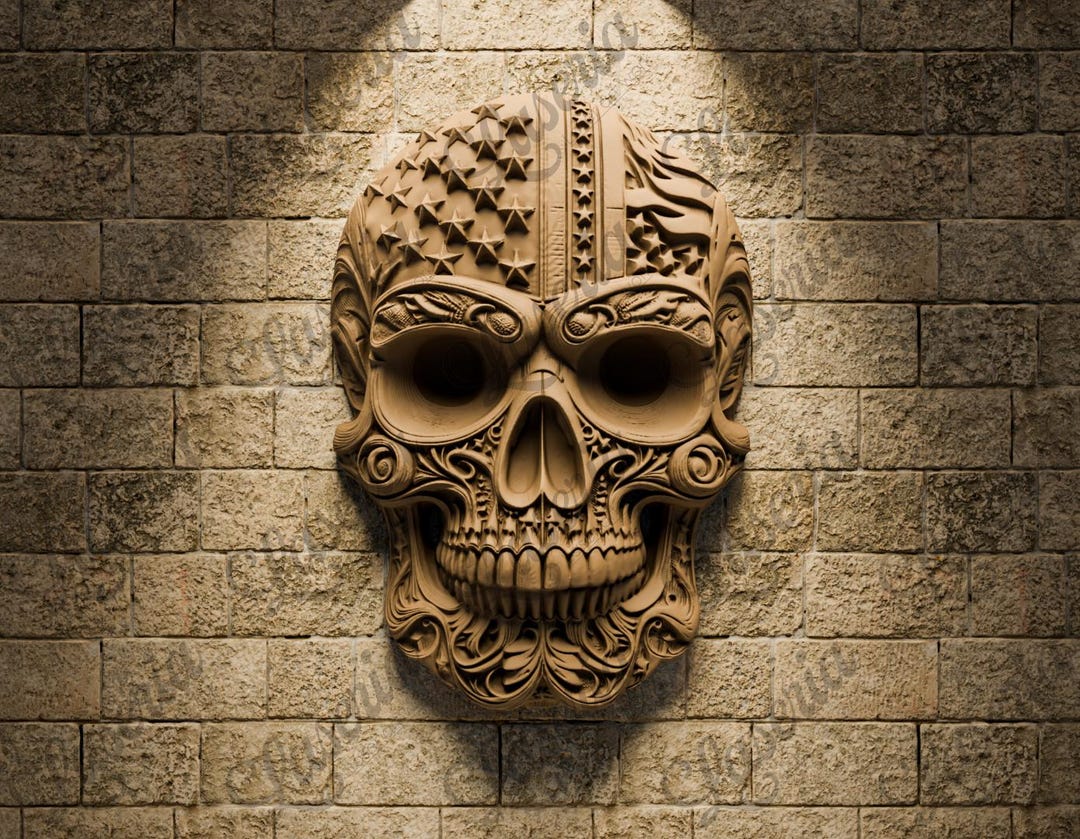 3D STL Design American Flag Skull for CNC Routers and 3D Printing - Etsy