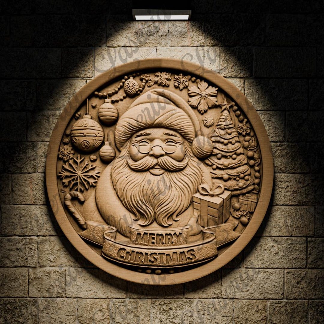 3D STL Design Merry Christmas Santa Relief for CNC Routers and 3D ...