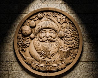 3D STL Design Merry Christmas Santa Relief for CNC Routers and 3D Printing