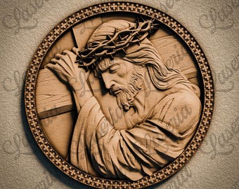 Jesus Crown of Thorns Bas-Relief STL File: CNC Router 3D Print (Digital Download)