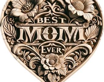 Best Mom Ever 3D Floral Engraving File, CO2 Laser Cut (Digital Download)