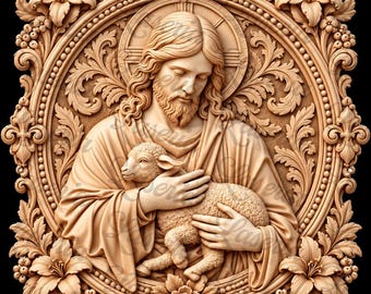 3D Illusion Design - Jesus Good Shepherd | CO2 Laser | Diode Laser | Glowforge