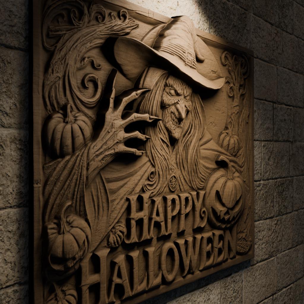 3D STL Design Happy Halloween Witch for CNC Routers and 3D Printing - Etsy