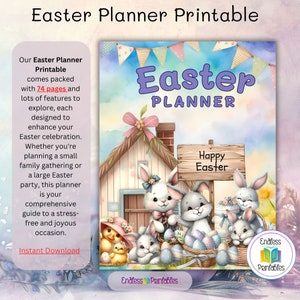 Easter Planner Printable, Easter Checklist, Easter Bunny,Easter Party Planner,Party Organizer ,Decor & Budget, Easter Gifts,Instant Download