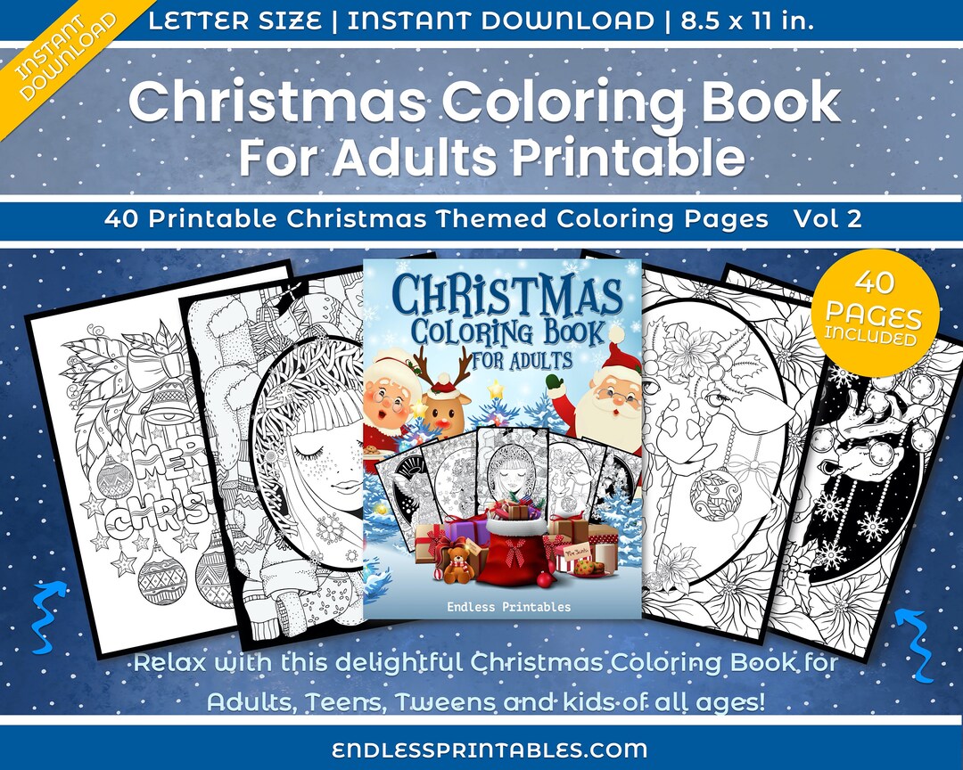 Christmas Coloring Book - 40 Printable Holiday Designs for Adults ...