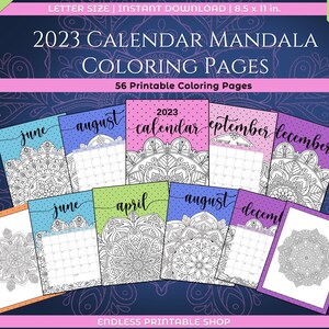 2023 Printable Calendar, Mandala Coloring, Monthly Calendar, Adult Coloring Calendar, Daily Planner, To-Do Lists, Instant Download, PDF