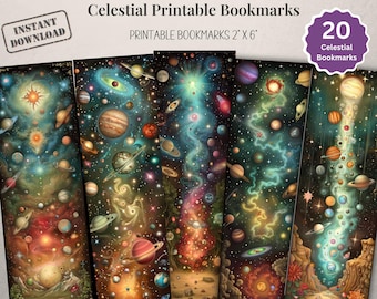 Himmelska bokmärken - Stjärnklar astronomi Scrapbooking Ephemera Utskrivbara designer (digital nedladdning)