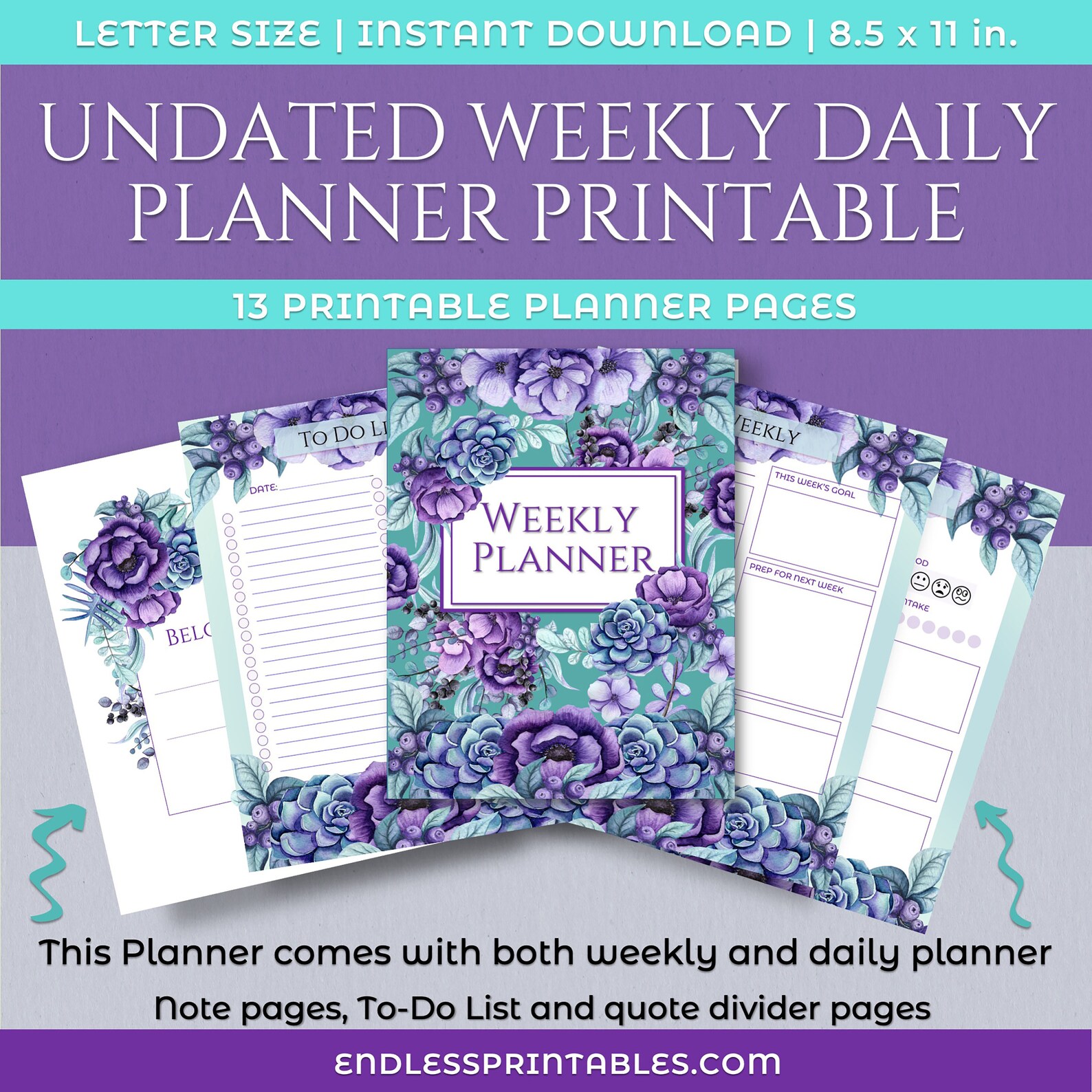 Undated Weekly Planner Printable Weekly to Do List Weekly Planner Pages ...