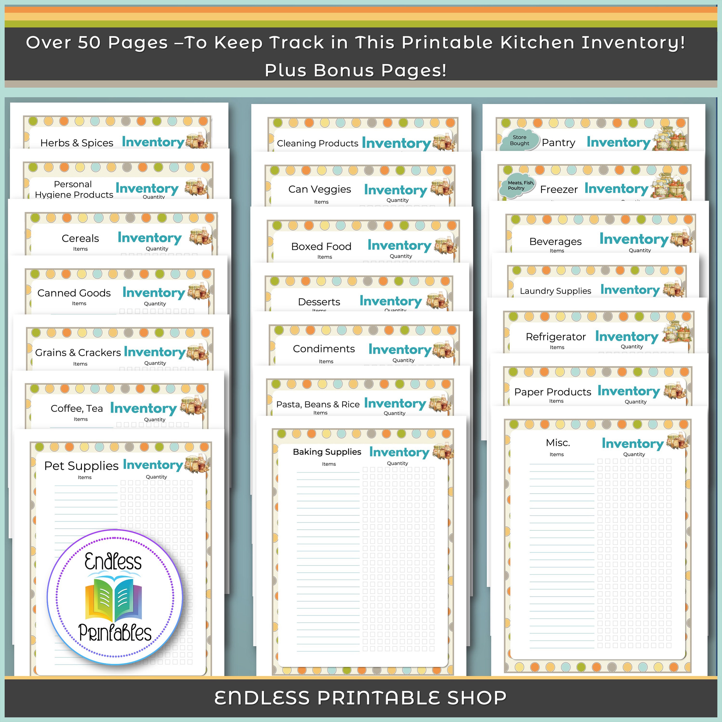 Food Pantry Plannerprintable Kitchen Inventorypantry Etsy
