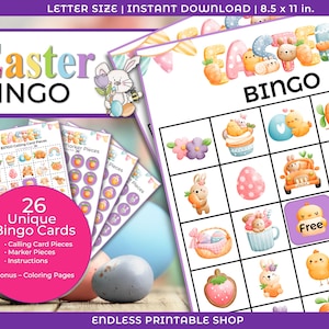 Oster Bingo, druckbare Oster Bingo, Kinder Party Spiel, Oster Aktivität für Kinder und Erwachsene, Klassenzimmer Spiele, Sofort Download Pdf