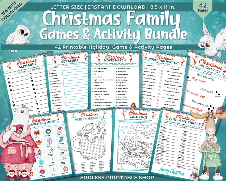 Printable Christmas Game Bundle - Family Holiday Activities (PDF) - Etsy