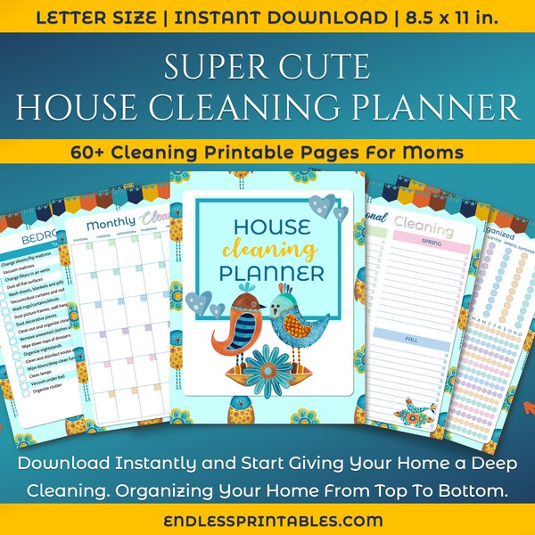 House cleaning planner printable | ultimate cleaning checklist | zone cleaning printable | 60+ cleaning schedule binder inserts | 8.5 x 11