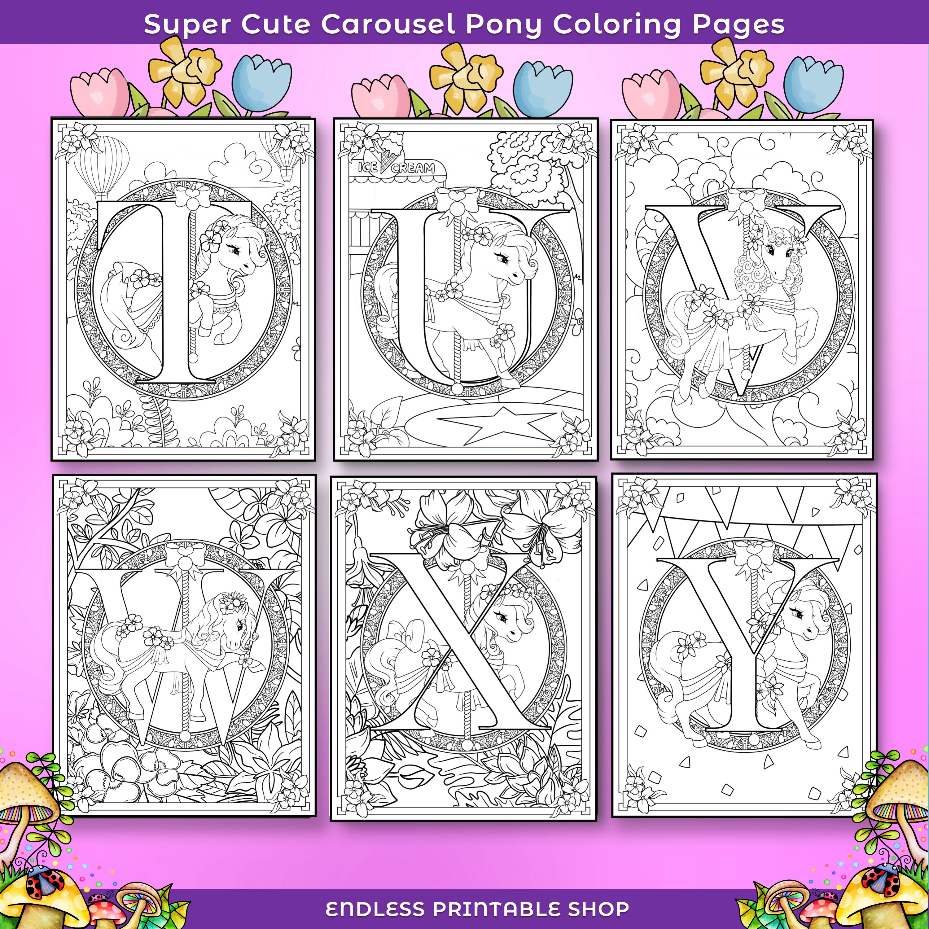 Carousel Pony Alphabet Coloring Pages - 27 Printable Sheets (PDF) - Etsy
