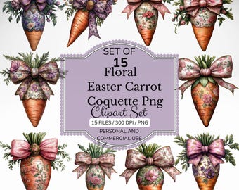 Coquete de Cenoura Floral de Páscoa PNG: Clipart de Sublimação de Primavera (Download Digital)