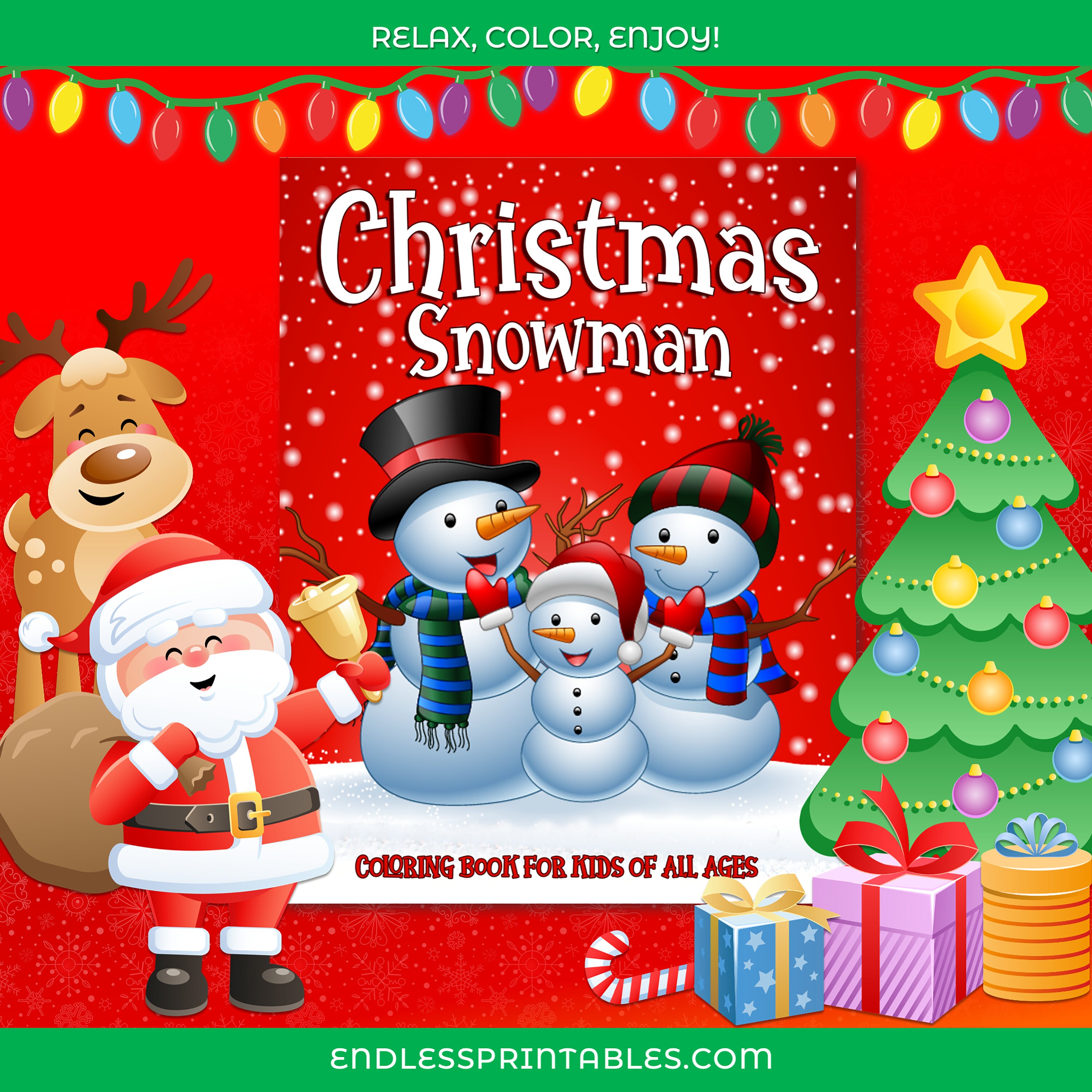 Christmas Coloring Pages 60 Snowman Printable Christmas Etsy