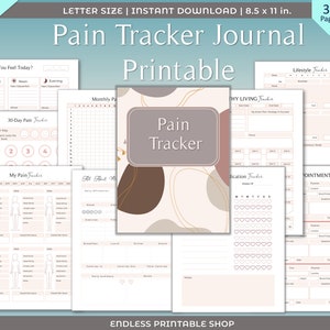 Schmerz Tracker druckbar, medizinische Informationen Binder, Krankheit Journal druckbare, Gesundheit Journal, Mood Tracker, Digital Sofort Download PDF