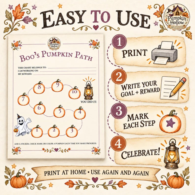 Halloween Reward Charts for Kids, Printable Behavior and Chore Charts ...