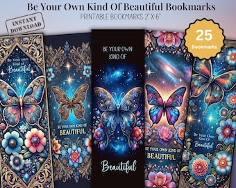 Butterfly Bookmark Bundle - Motivational Affirmation Printable Designs Digital Download
