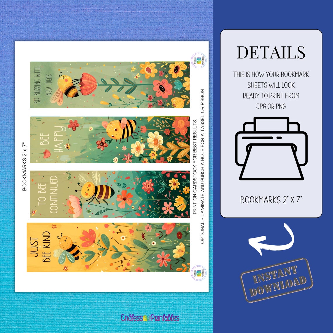 29 Printable Bookmarks, Bee Themed, Bookmark Bundle, PNG Bookmark ...