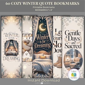 Gezellige winterbladwijzers, 60 afdrukbare pdf met leesboeken in kleur