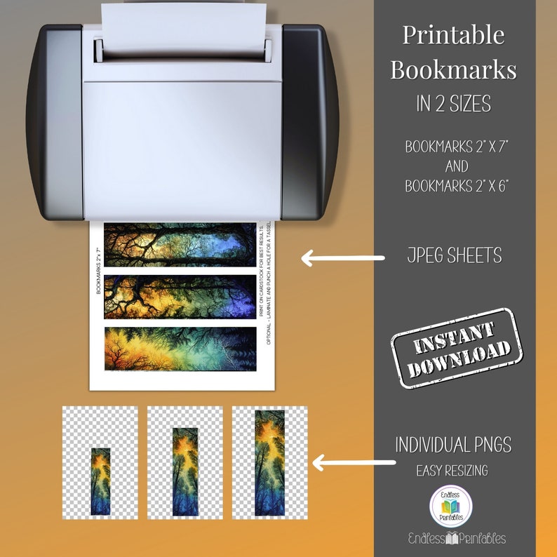 Bookmark Size Inches Forest Printable Bookmarks Bundle - 20 PNG Designs (digital Download ...