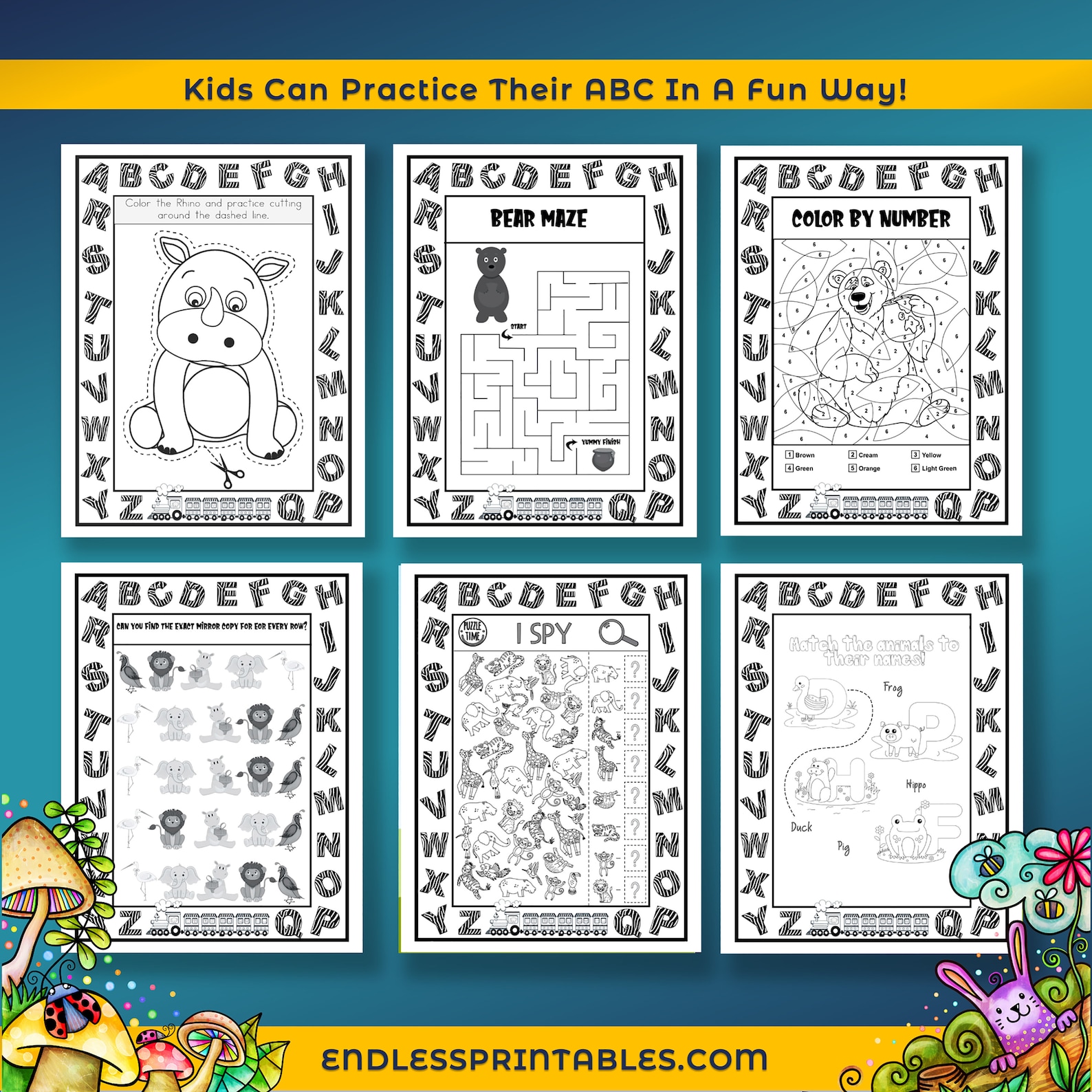 ZOO Animals ABC Printable Activity Coloring Book 153 Zoo - Etsy Canada