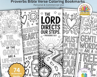 Proverbs Bible Verse Coloring Bookmarks, 74 Christian Devotional (PDF)