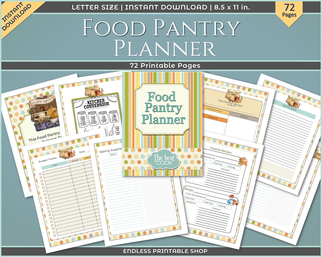 Food Pantry Plannerprintable Kitchen Inventorypantry Etsy