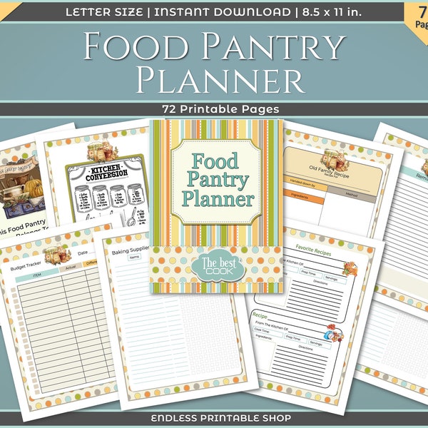 Food Pantry Planner|Printable Kitchen Inventory|Pantry Inventory|Pantry Organization|Food Inventory|Instant Download Pdf Printable Planner