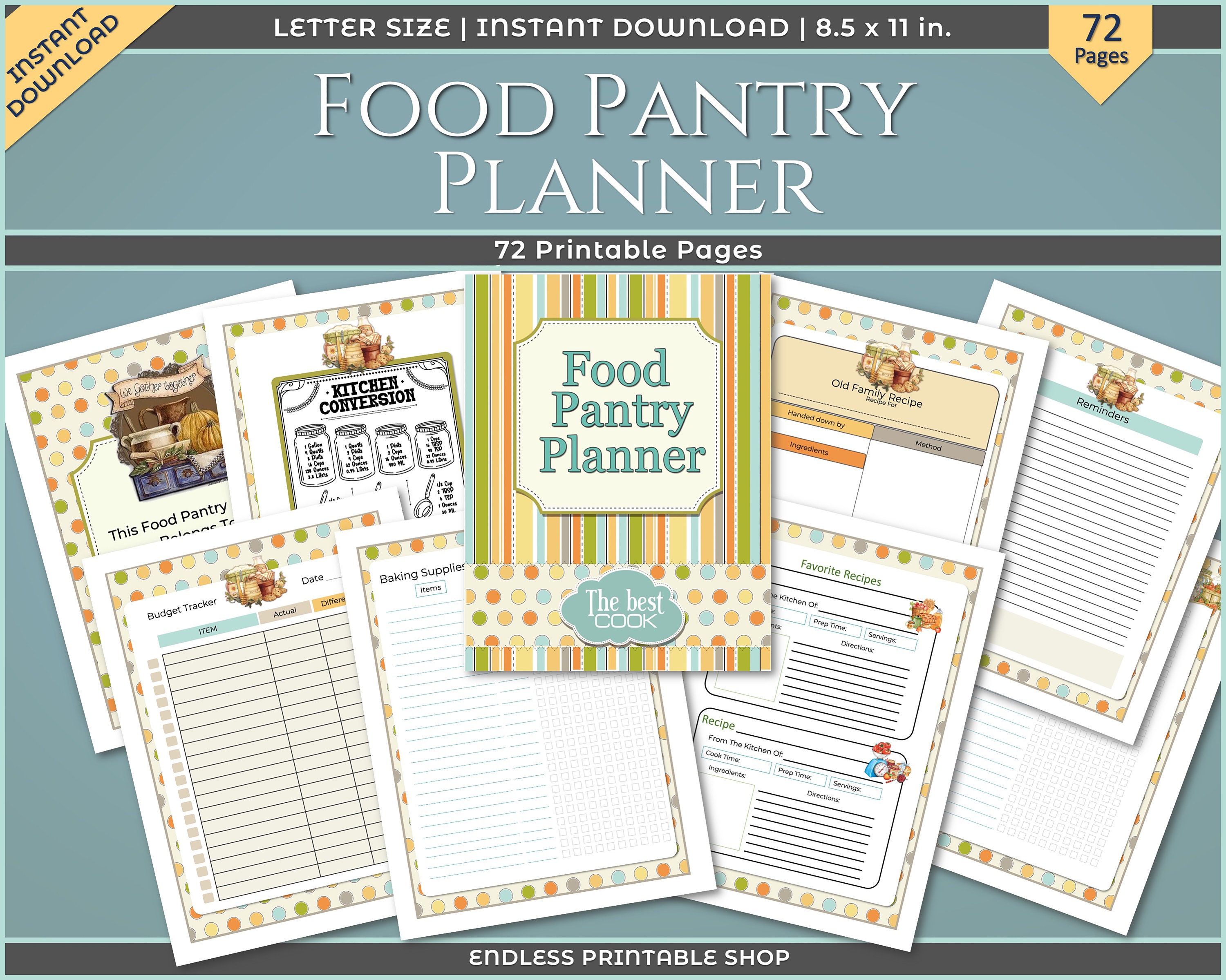 Food Pantry Plannerprintable Kitchen Inventorypantry Etsy