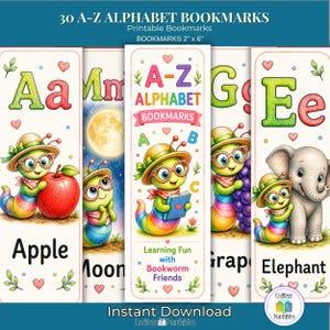 Alfabetbladwijzers voor kinderen afdrukbaar | ABC leren bladwijzers pdf